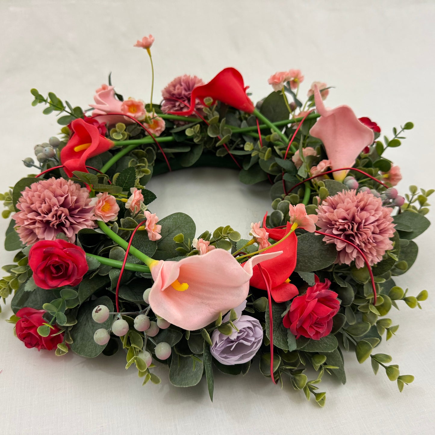 rouwkrans roze rood