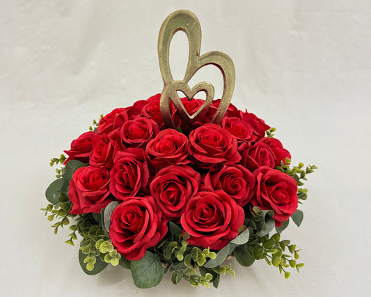 rode rozen in mand rouwstuk