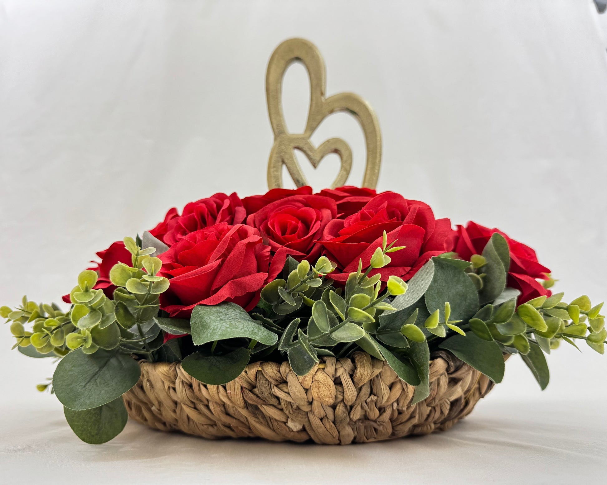 rode rozen in mand rouwstuk