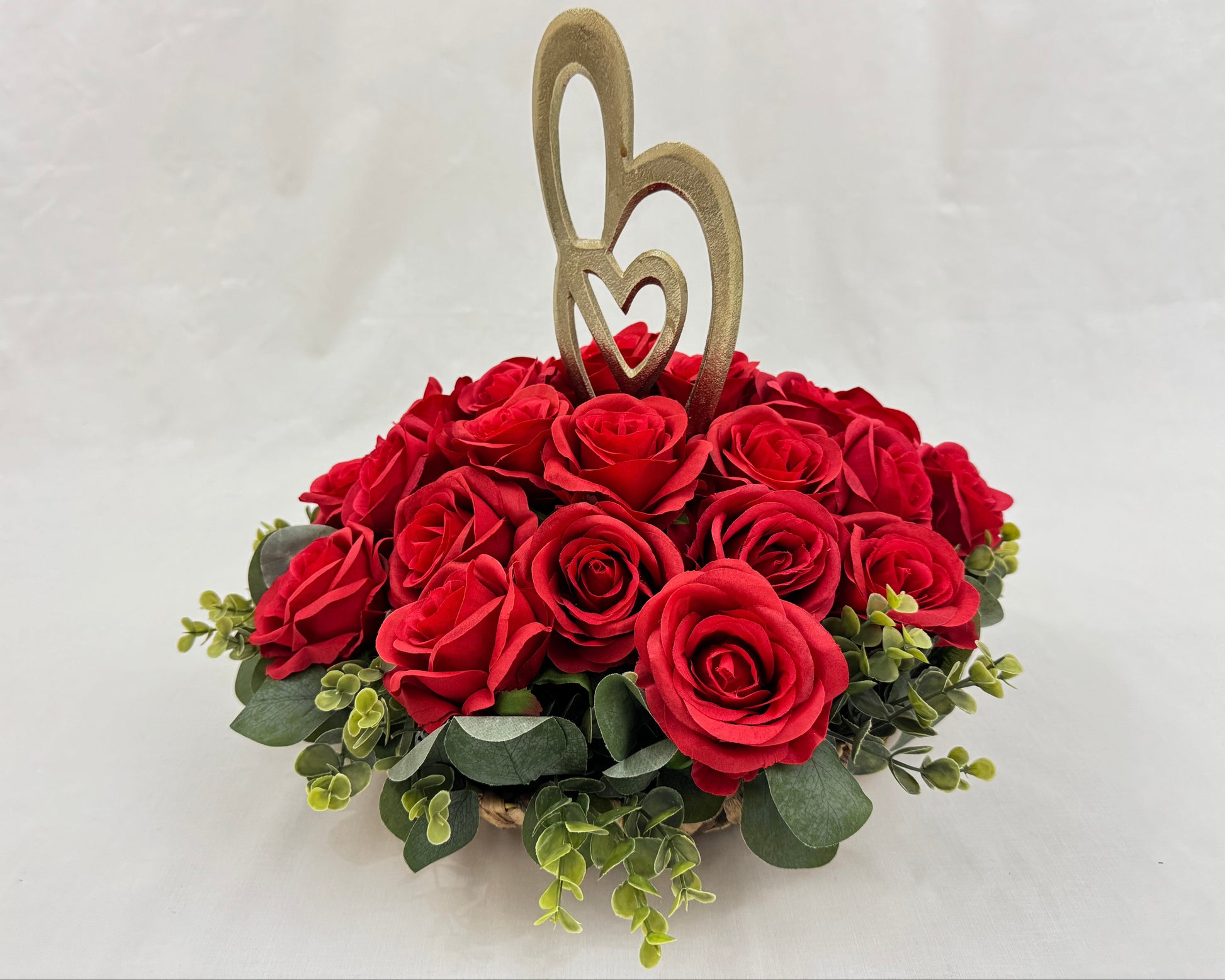 rode rozen in mand rouwstuk