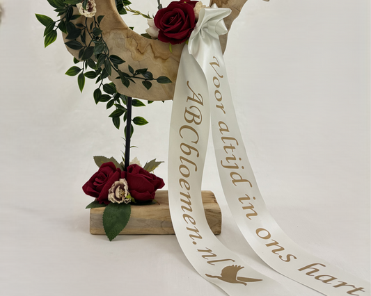 Dubbel rouwlint met tekst