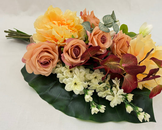 rouwstuk met pioenrozen