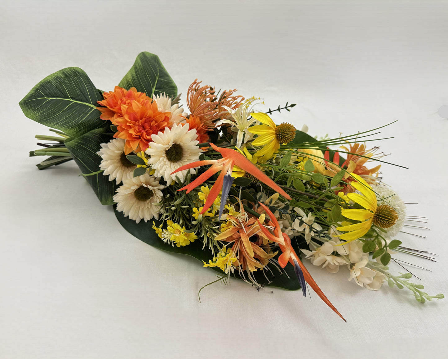 Rouwboeket oranje geel