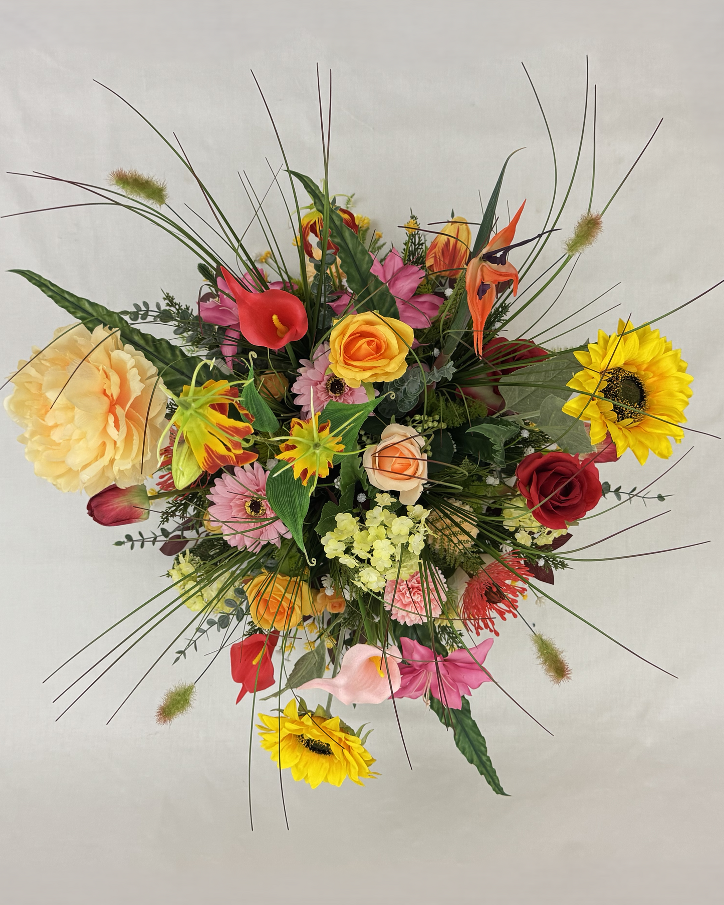 Rouwstuk lentebloemen