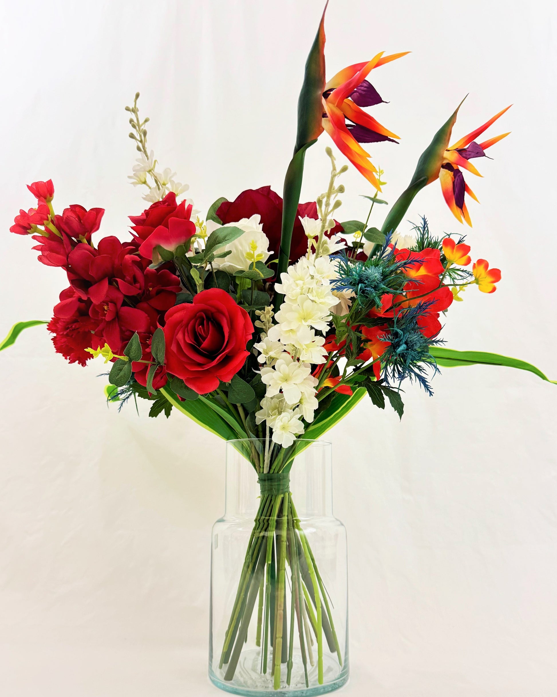 Rouwboeket rode bloemen