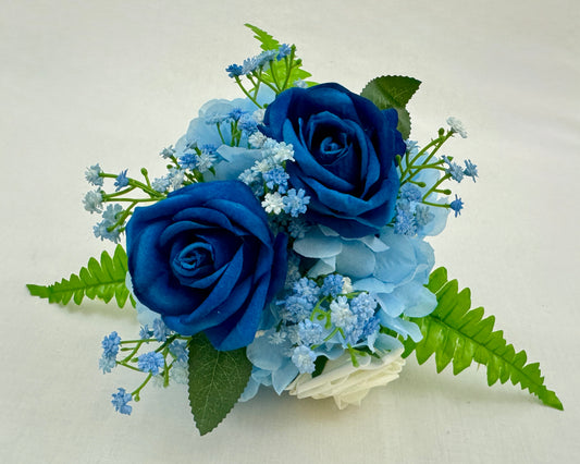 Mini rouwboeket blauw