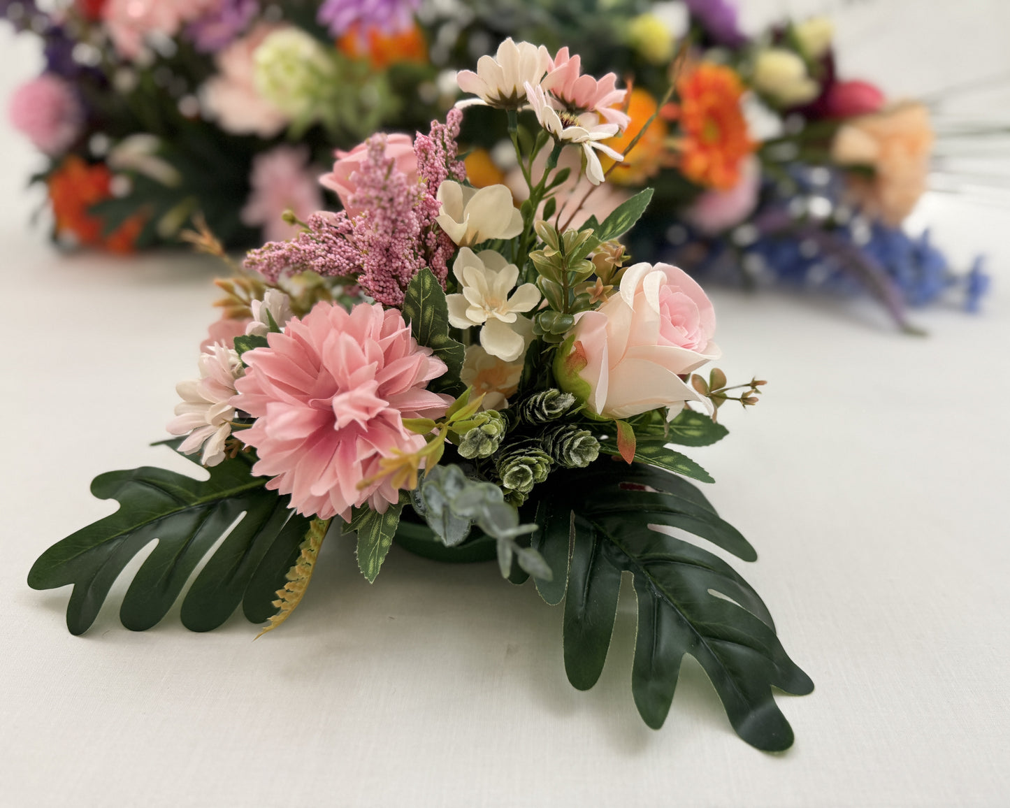 Mini-boeket rouwbloemen roze