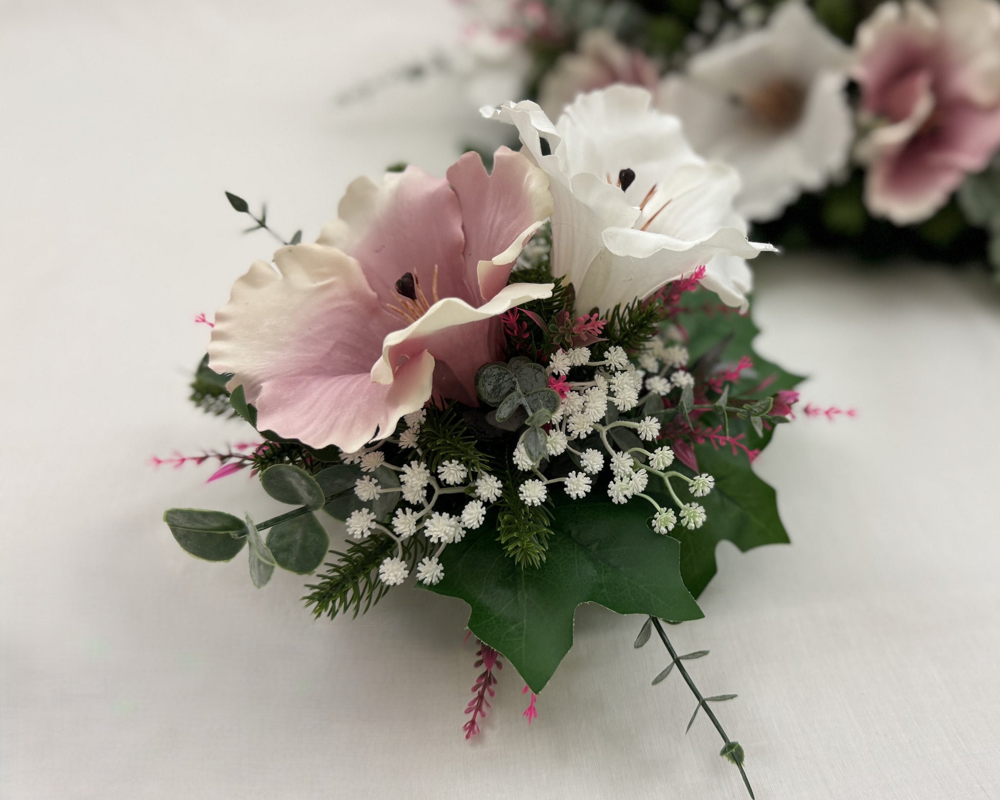 Mini-boeket roze wit met lelies