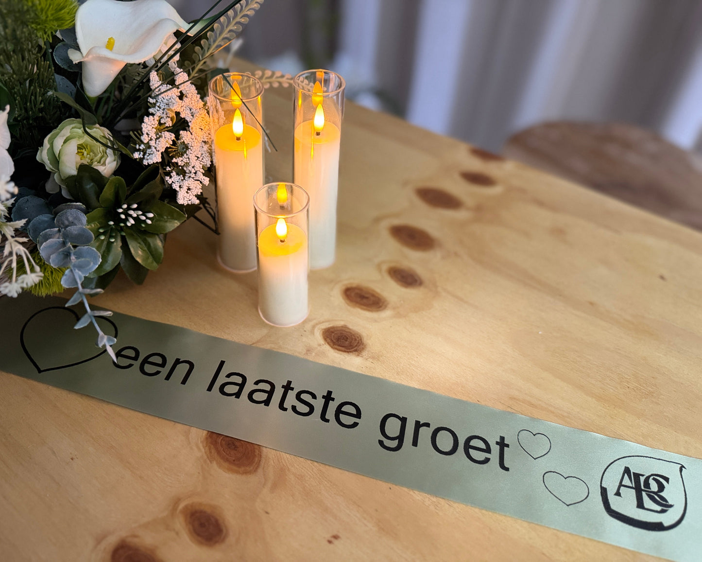 Rouwlint groen ABCbloemen.nl